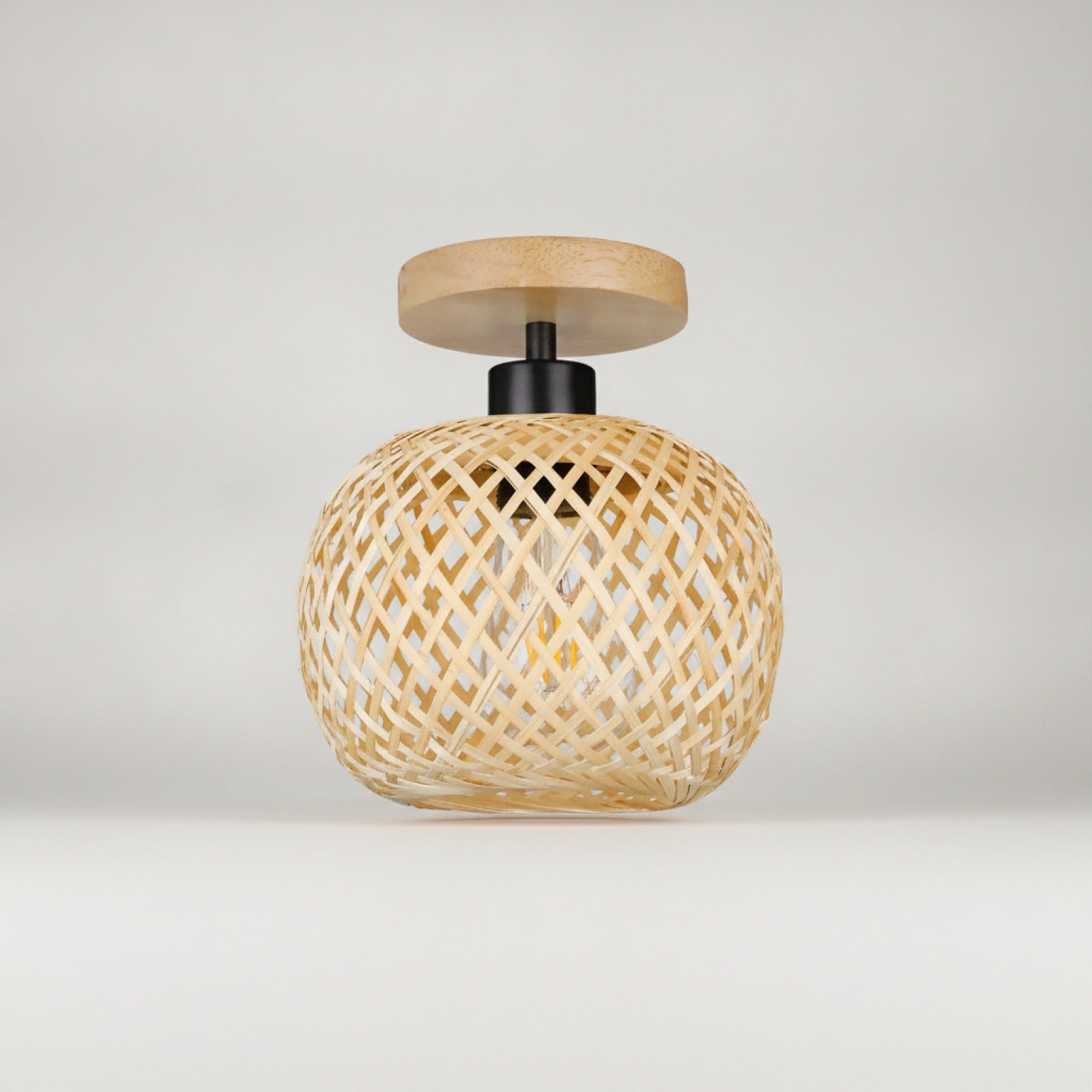 Plafonnier LED Rétro en Bambou Tissé pour Couloir, Allée et Salon - Luminaire Décoratif E27
