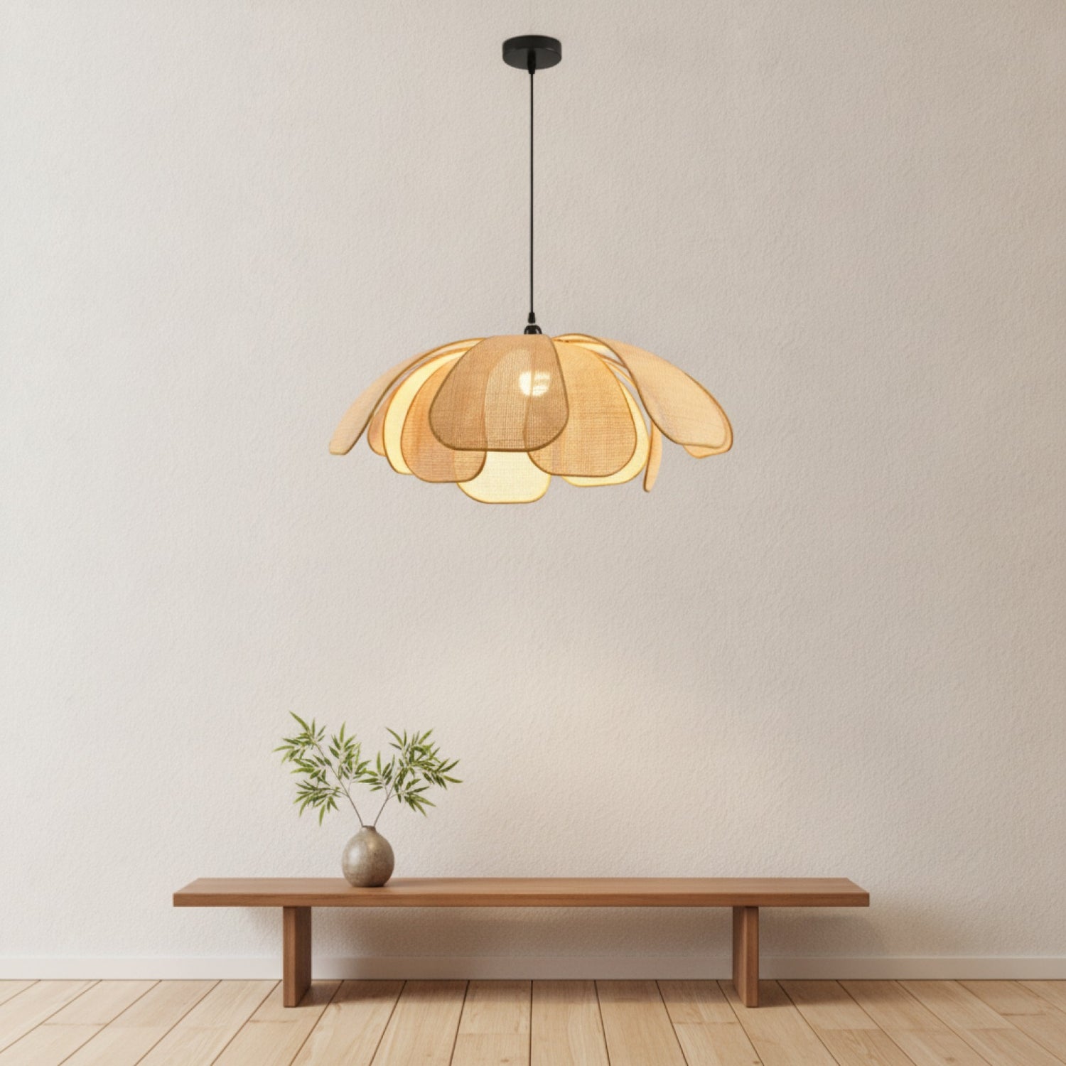 Lustre en Rotin Tissé à la Main - Style Japonais & Asiatique pour Salle à Manger et Chambre