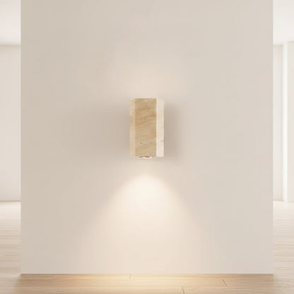 Applique Murale Wabi Sabi Jaune en Marbre et Travertin - Éclairage LED pour Chevet, Salon, Escalier